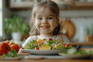 Young Child Enjoying a Fresh Breakfast Salad
