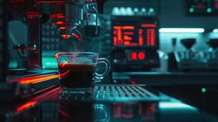 A futuristic coffee lab where scientists brew supernatural blends that enhance cognitive abilities and unlock latent psychic powers