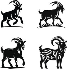 Goat silhouette icon symbol logo black design vector illustration