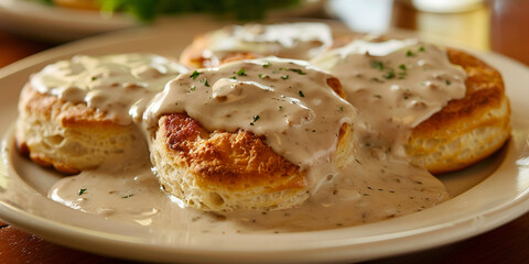 Biscuits and Gravy on the table