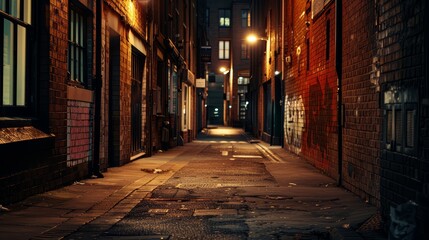 Fototapeta premium A quiet urban alleyway, with no pedestrians or vehicles