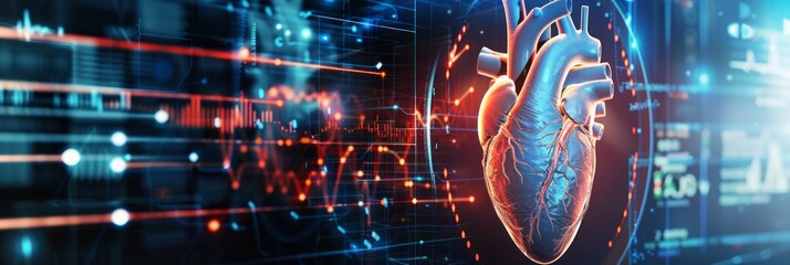 Fototapeta premium Showcasing advancements medical technology for heart cardiology healthcare, with diagnosis vitals