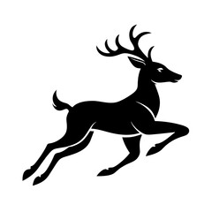 Graceful Running Deer Logo Vector Silhouette Design