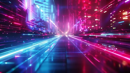 Obraz premium Digital texture of neon lights with glowing lines and vivid colors, cyberpunk aesthetics