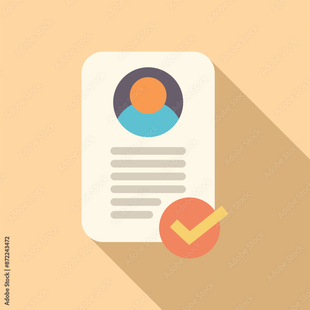 Poster resume is laying on a table with a check mark over it, signifying a successful job application
