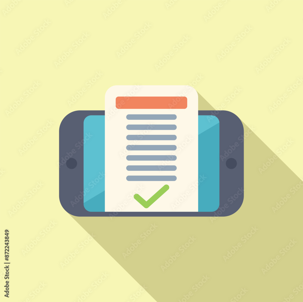 Poster modern smartphone is showing valid document for online check in with green check mark