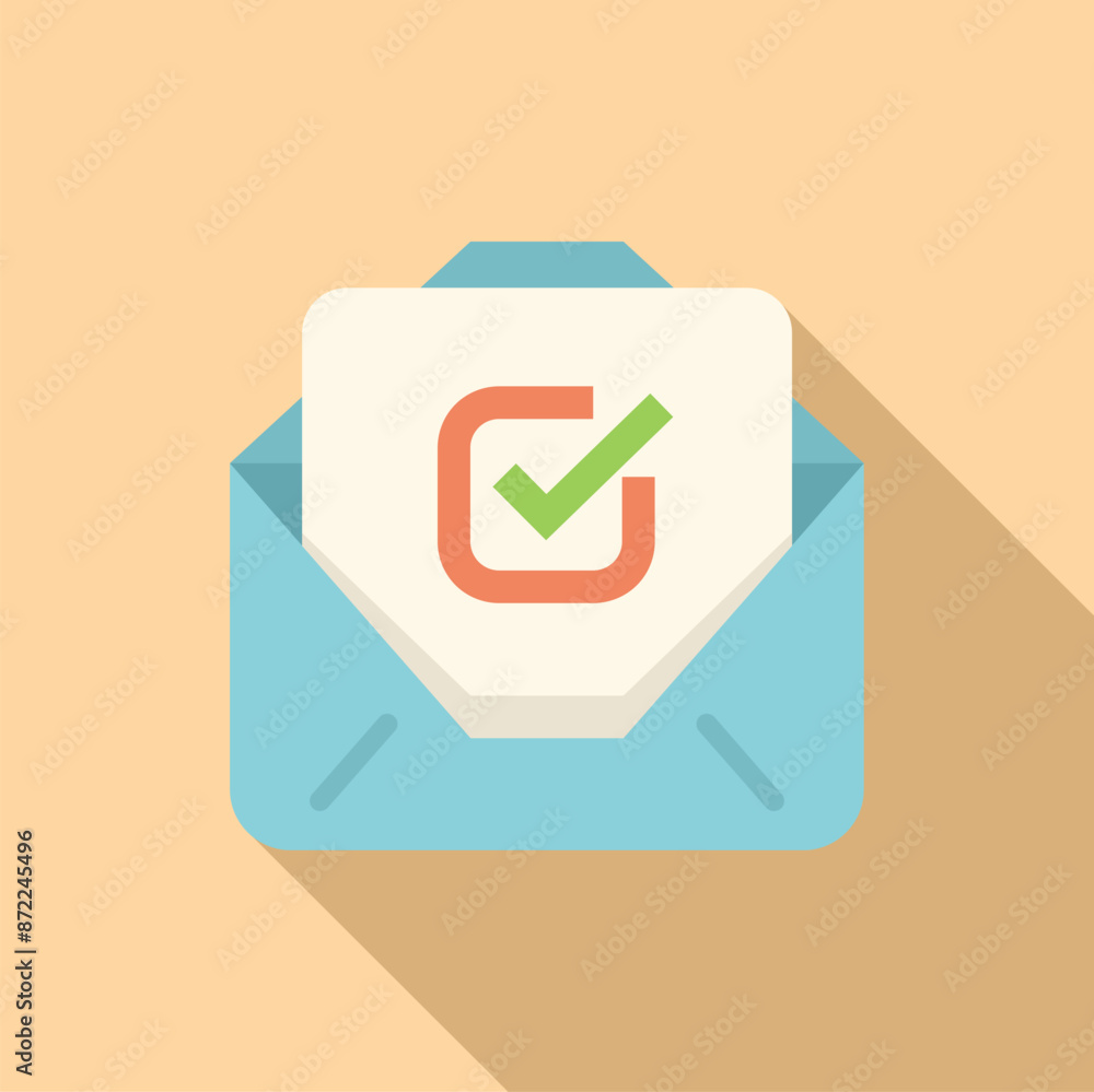 Poster open mail envelope containing check mark showing validation of message