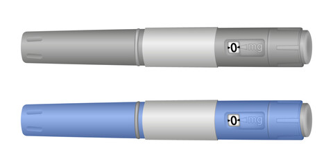 Insulin pen syringe. Diabetes treatment or weight management. Diet, weight loss