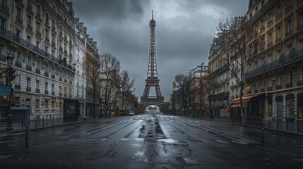 A shot of a famous landmark, such as the Eiffel Tower