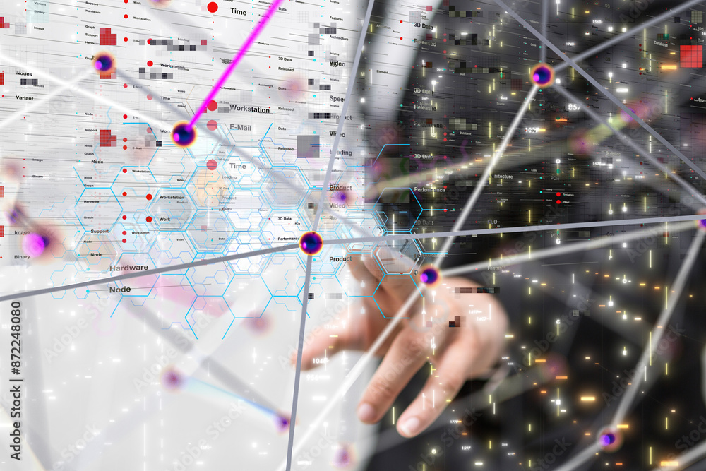 Poster Big data visualization background.Abstract technology - 3d
