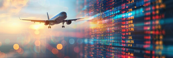 Presenting a travel booking scenario with detailed views of airline flight schedules