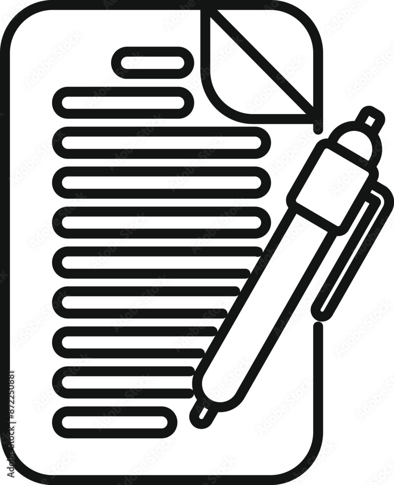 Poster simple icon of a pen writing on a checklist, representing the concept of task planning