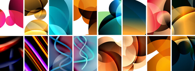 Collection of abstract background with waves, colorful shapes and 3d shadow effect. Vector Illustration For Wallpaper, Banner, Background, Card, Book Illustration, landing page