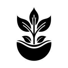 plant in a pot logo icon vector illustration.