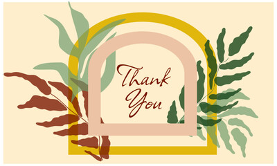 Bannière végétale feuille plante vert jaune orange arrière-plan vecteur texte merci