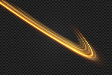 Light wave of shiny gold lines.Gold color glowing design element.Wavy bright stripes.	
