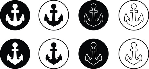 Anchors, Mariner Crosses and Religious Anchors flat or line collection vector models sea nautical ship anchor icons set isolated on transparent background. for design logo, emblem, symbol, sign, badge