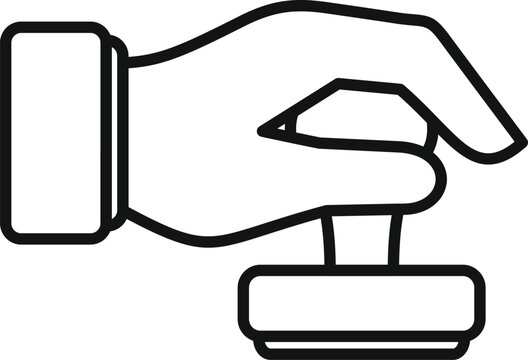 recommend clip art: Line drawing of a hand holding a stamper, symbolizing approval, authorization, and official validation