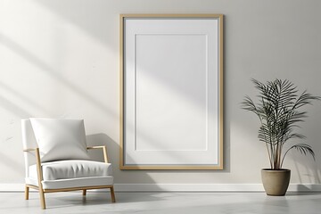 Mockup frame in farmhouse living room interior 3d render
