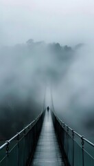 Obraz premium Ultra sharp photo capturing bridge enveloped in thick layer of fog, creating mysterious and serene