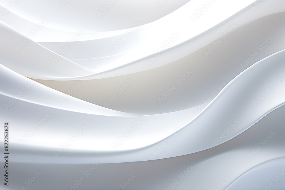 Poster a seamless abstract white texture background featuring elegant swirling curves in a wave pattern.