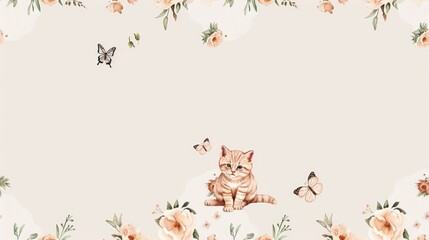 Obraz premium cat among flowers