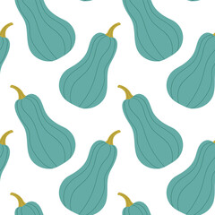 Seamless pattern pumpkin in flat style on white background. Seasonal autumn background, for textiles, cards, notepads. Vector illustration