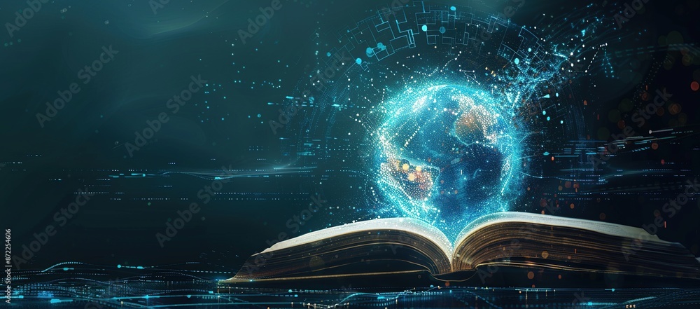 Poster digital knowledge emerging from an open book