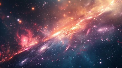Fototapeta premium Cosmic Swirl Galaxy in Red and Blue Tones with Glowing Stars