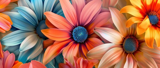 Ultra sharp image showcasing a dazzling display of colorful flowers, their vibrant petals
