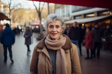 Fototapeta premium Portrait of a senior woman walking on the street in Paris.