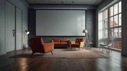 Fototapeta premium Modern interior room with wall design white apartment home blank empty furniture wall background