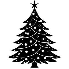 Christmas tree silhouette vector art illustration