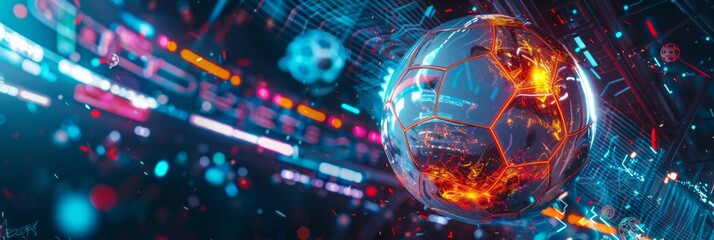 baseball, soccer, football, handball Futuristic design with neon, mechanical details