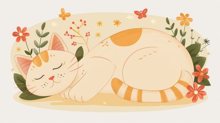 Fototapeta premium cat among flowers