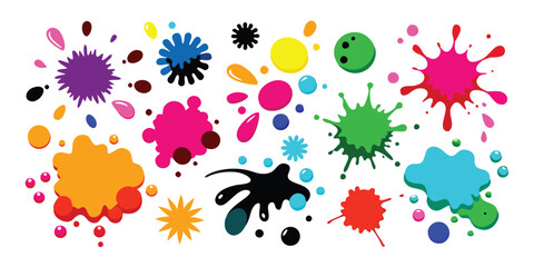 Fototapeta premium Colorful Watercolor Splashes Dynamic Vector Art Illustration