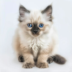 cute beauty himalayan kitten sit isolated against white background