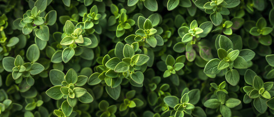 background banner filled with a heap of fresh thyme. 