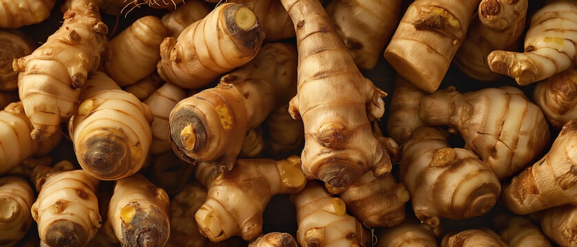 background banner filled with a heap of galangal
