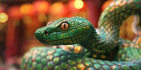 Fototapeta premium Chinese New Year sumbol: Green Wooden Snake