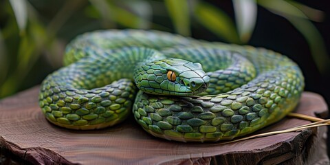 Fototapeta premium Chinese New Year sumbol: Green Wooden Snake