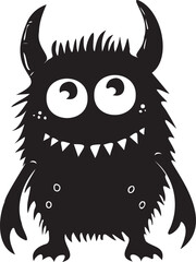 Cute monster silhouette on white background