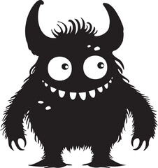 Cute monster silhouette on white background