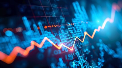 Stock Market Growth - Abstract Financial Chart with Blue and Orange Lines