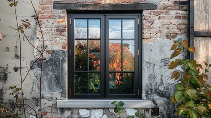 energy-efficient window in a historic renovation, showing how modern technology is integrated into a heritage building to improve thermal performance without compromising style