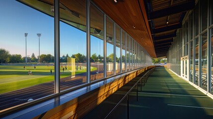 outdoor sports facility with energy-efficient windows in its viewing areas, providing spectators with comfort and clear views regardless of weather conditions
