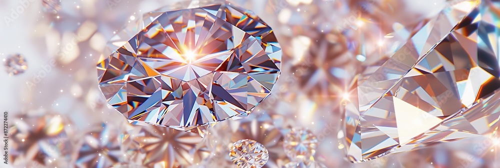 Poster detailed close-up of exquisite diamond, intricate patterns and sparkling reflections resembling a ka