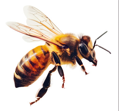 Abeja o avispa amarilla y negro, en fondo transparente