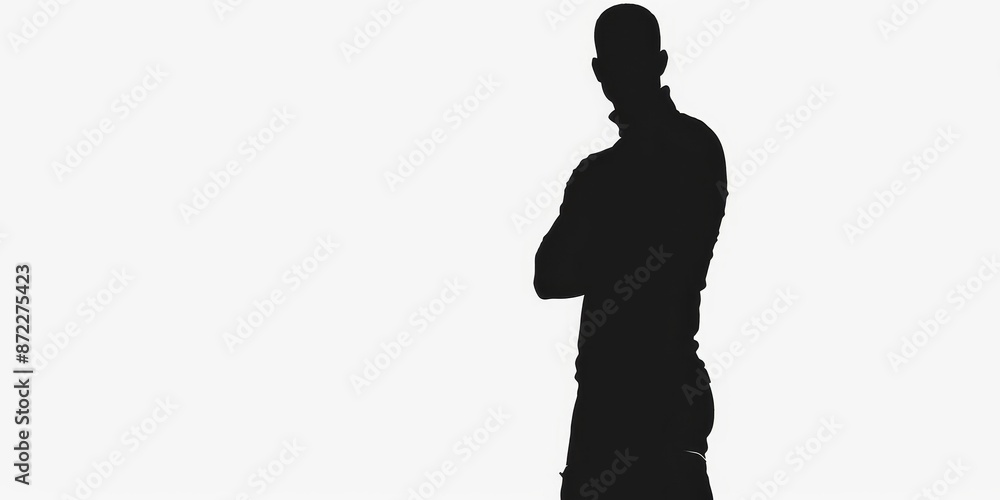 Sticker unrecognizable single sportsman silhouette on isolated white background .