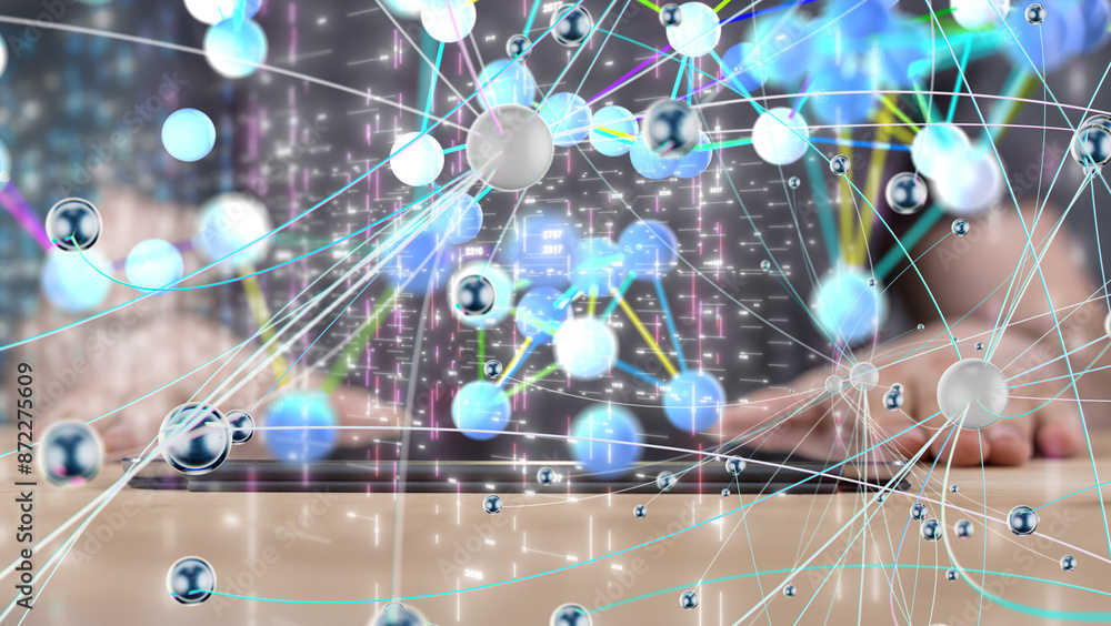 Poster conference digital network and data concept 3d